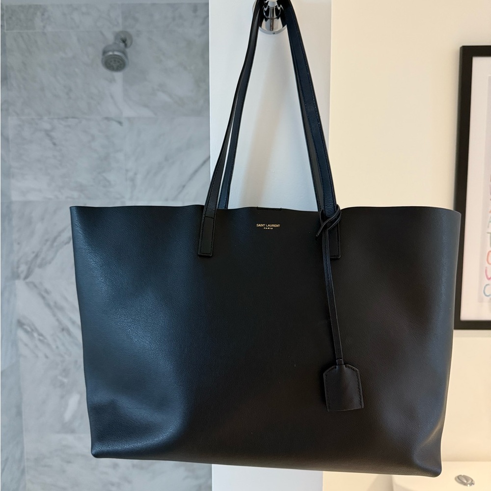 Saint Laurent Black Leather Tote Bag